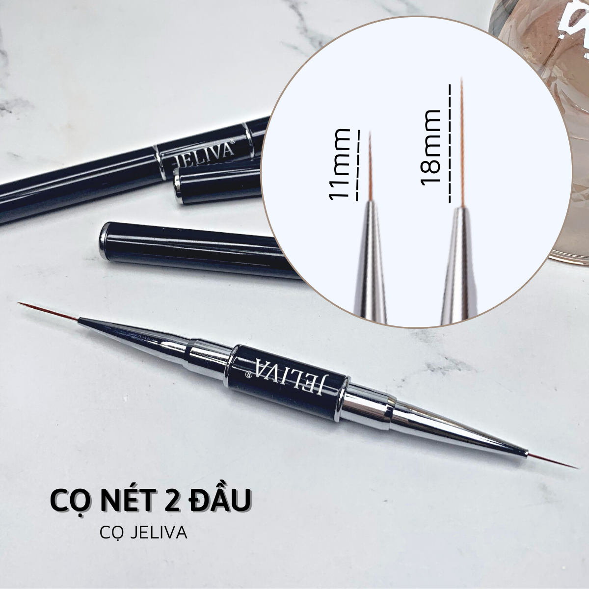 Cọ vẽ nét nail 2 đầu JELIVA