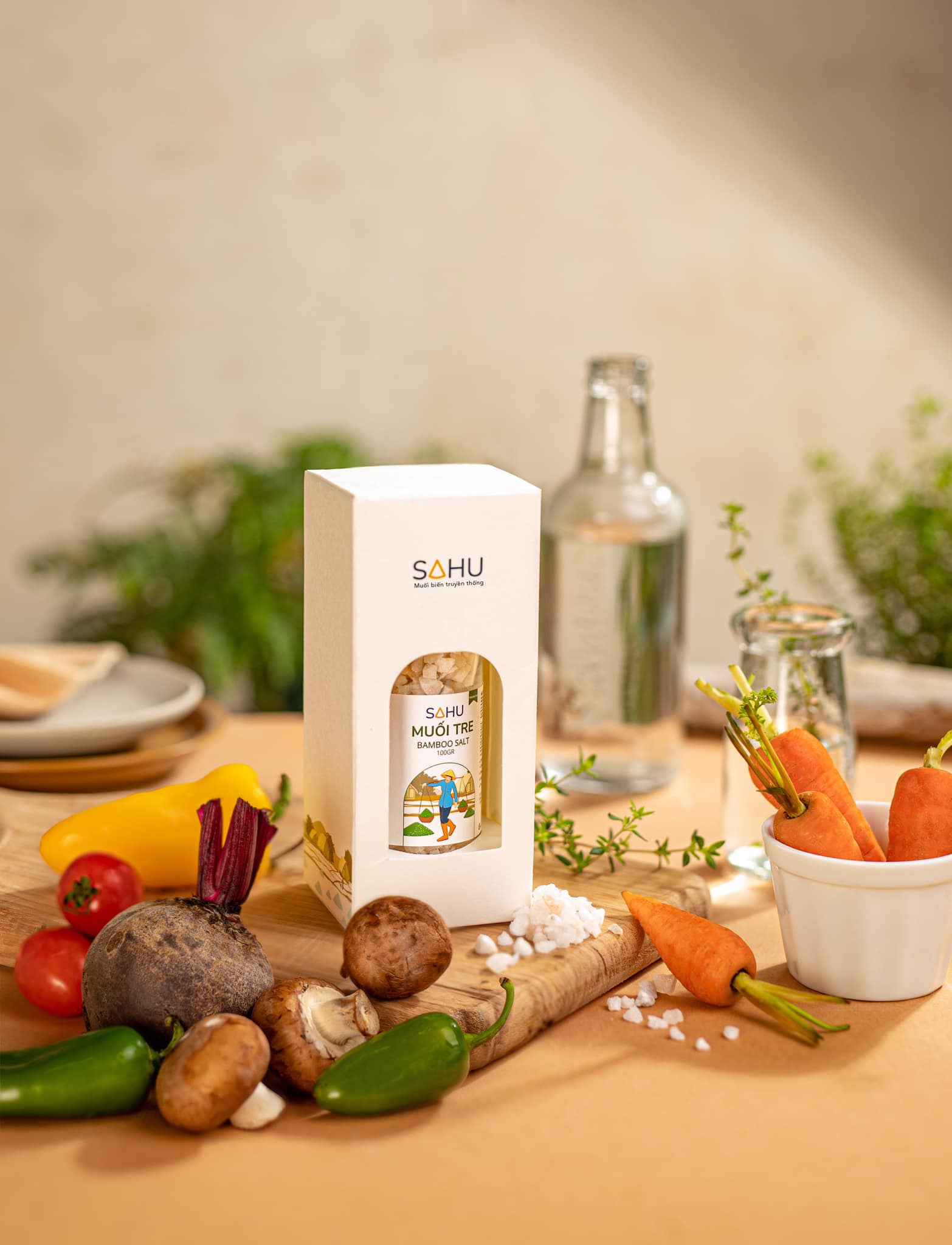 Muối tre sahu 100g - bamboo salt-giàu khoáng chất/vị mặn dịu, hậu ngọt, ít chát/không tẩy trắng - thuần nông