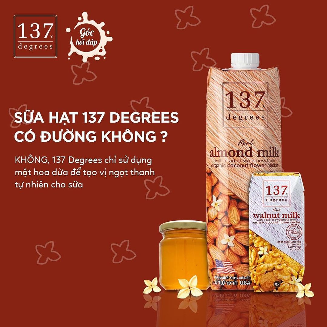 137 Degrees Thai Pure Almond Milk - No Sugar, No Cow's Milk, No Soy (1000ML)