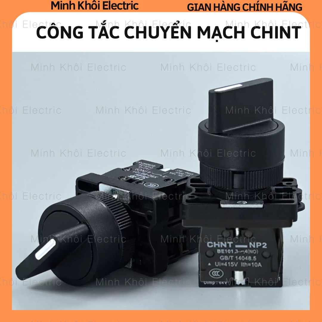 Công tắc xoay chuyển mạch Chint, công tắc chuyển mạch chint 2 và 3 vị trí chint phi 22mm, công tắc xoay 2 vị trí, xoay chint, công tắc chint, chuyển mạch chint