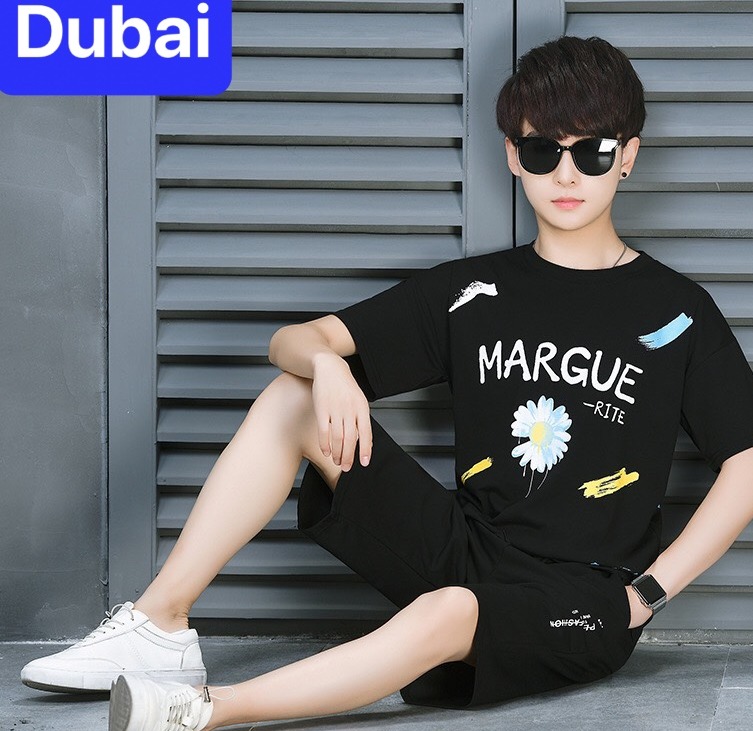 ĐỒ BỘ THỂ THAO HỌA TIẾT CHỮ MAGUE HOA CÚC NHẬT BẢN , SET ĐỒ BỘ THỂ THAO, ĐỒ BỘ TẬP GYM MANG Ở NHÀ VÀ ĐI CHƠI , ĐỒ BỘ NAM PHONG CÁCH CAO CẤP - DUBAI FASHION