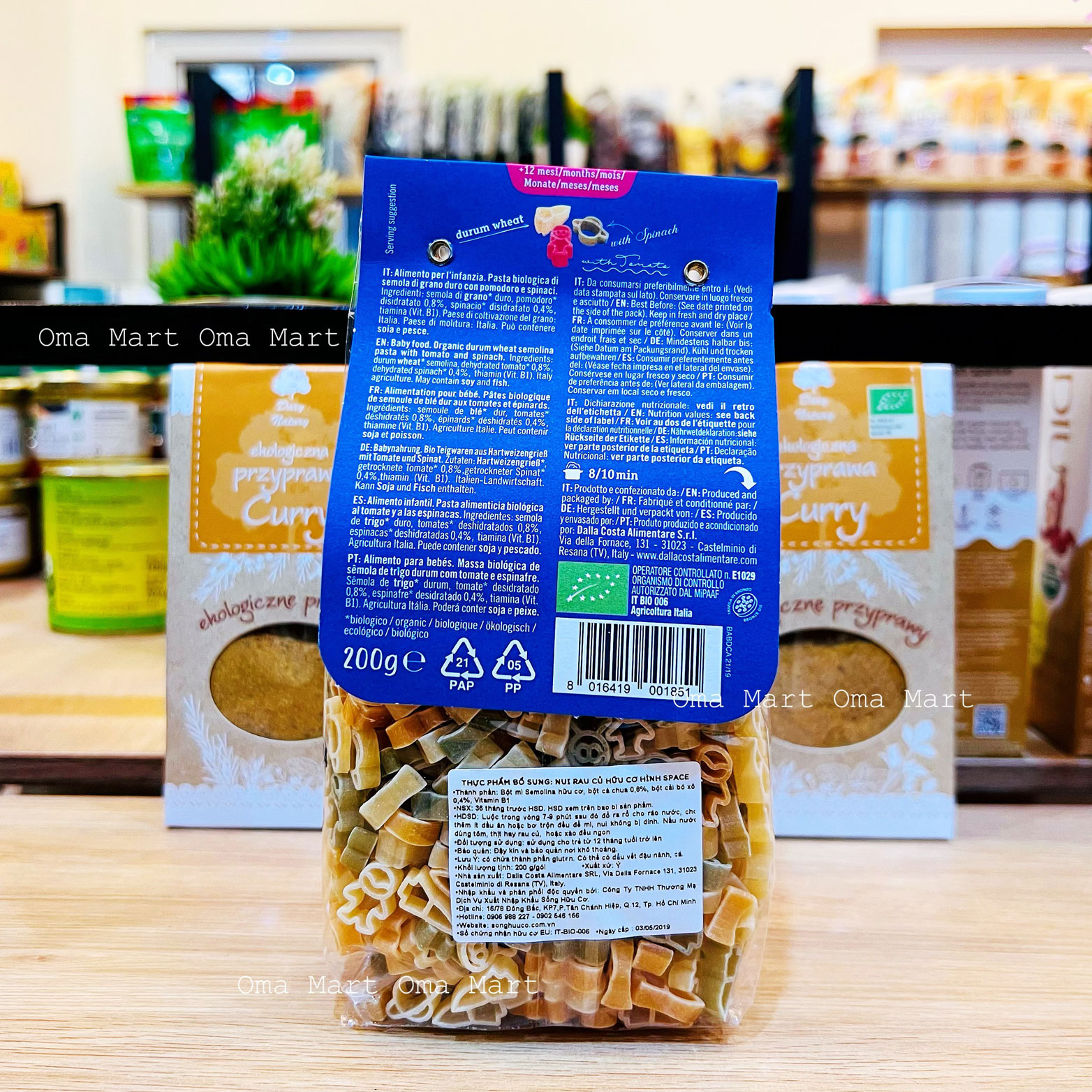Nui rau củ hình space hữu cơ Dalla Costa 200g