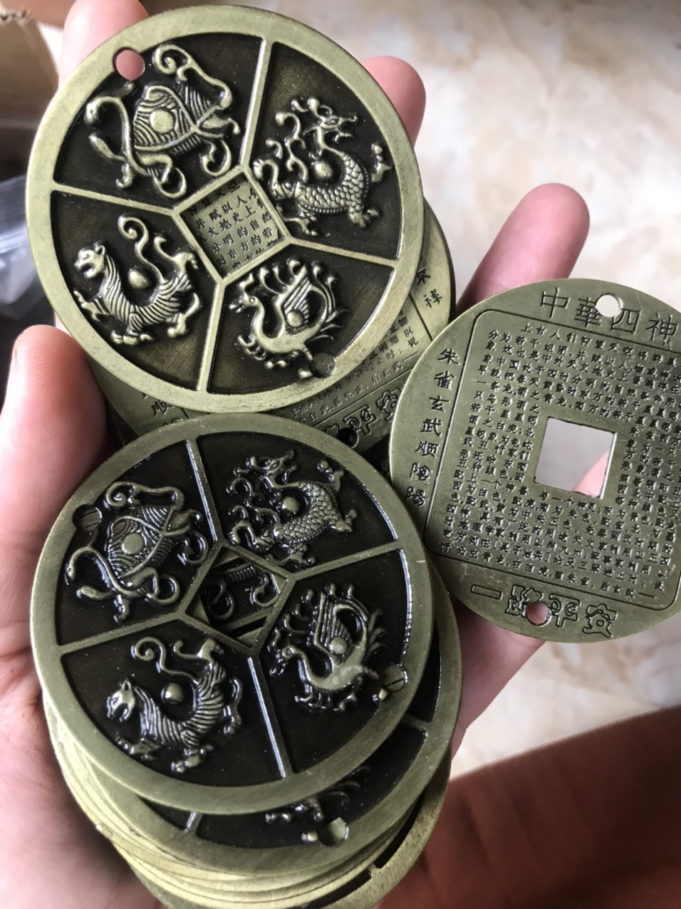 Set 2 Đồng Xu Tứ Linh May Mắn Tài Lộc