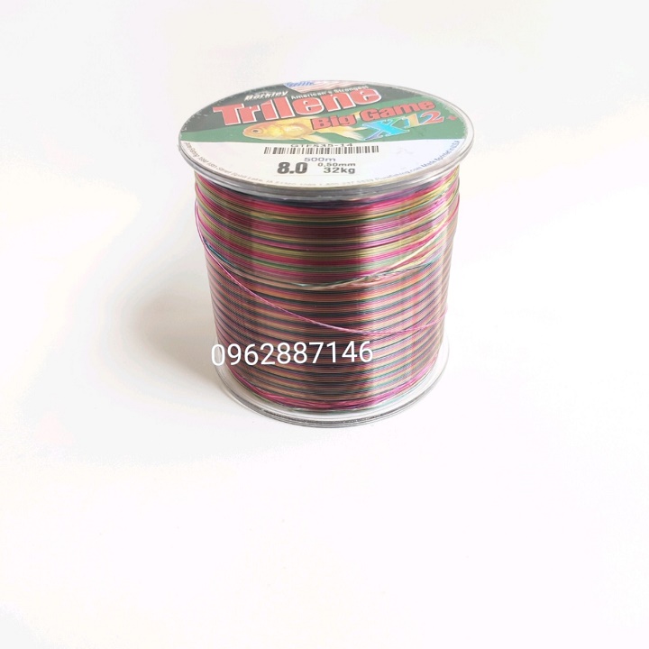 cước câu cá cước mỹ triline 500m 7 màu x12 siêu tải cao cấp