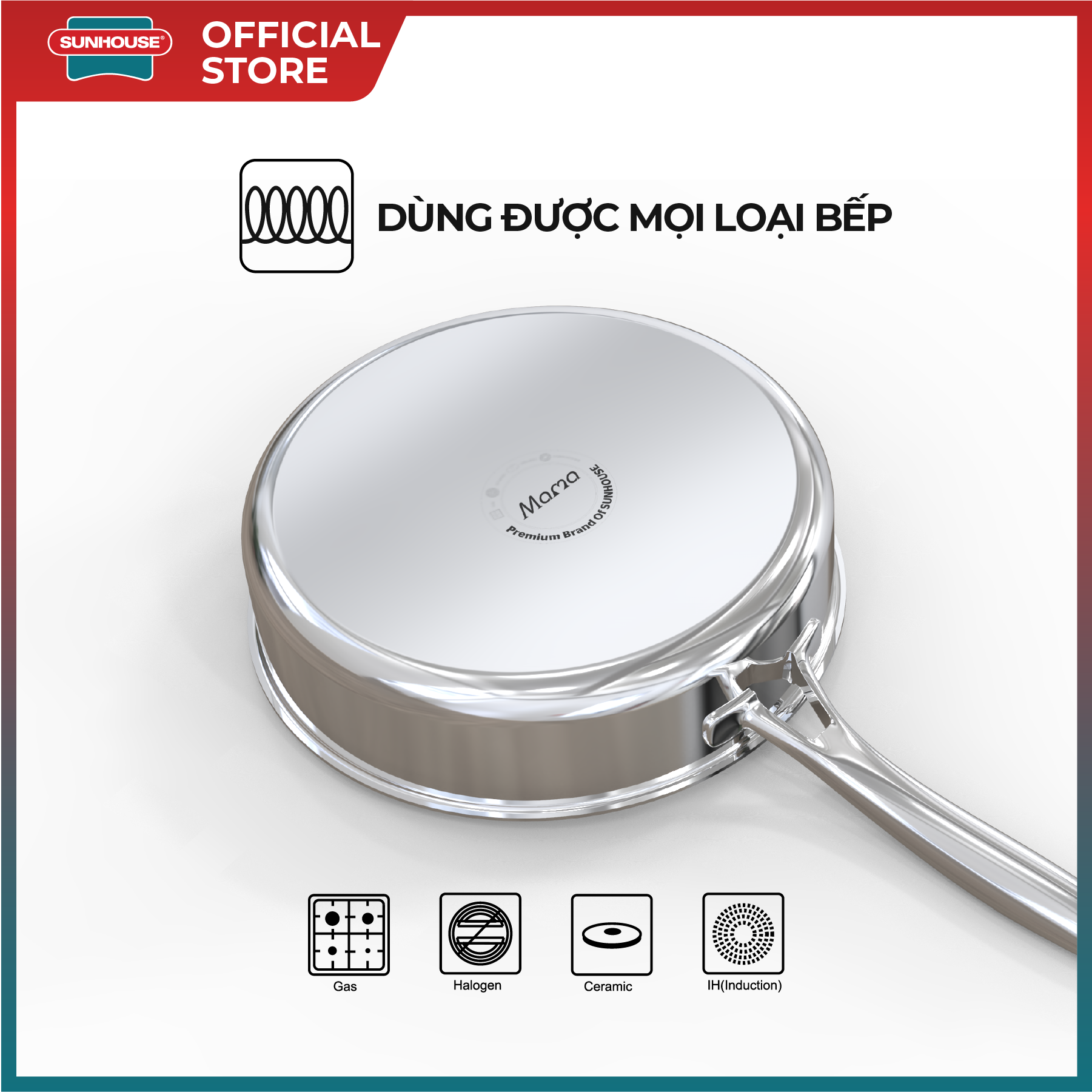 Bộ nồi chảo chống dính cao cấp Inox 304 SUNHOUSE MAMA SHG700 - Inox 304 Siêu bền - An toàn sức khỏe - Hàng Chính Hãng - Hình ảnh 4