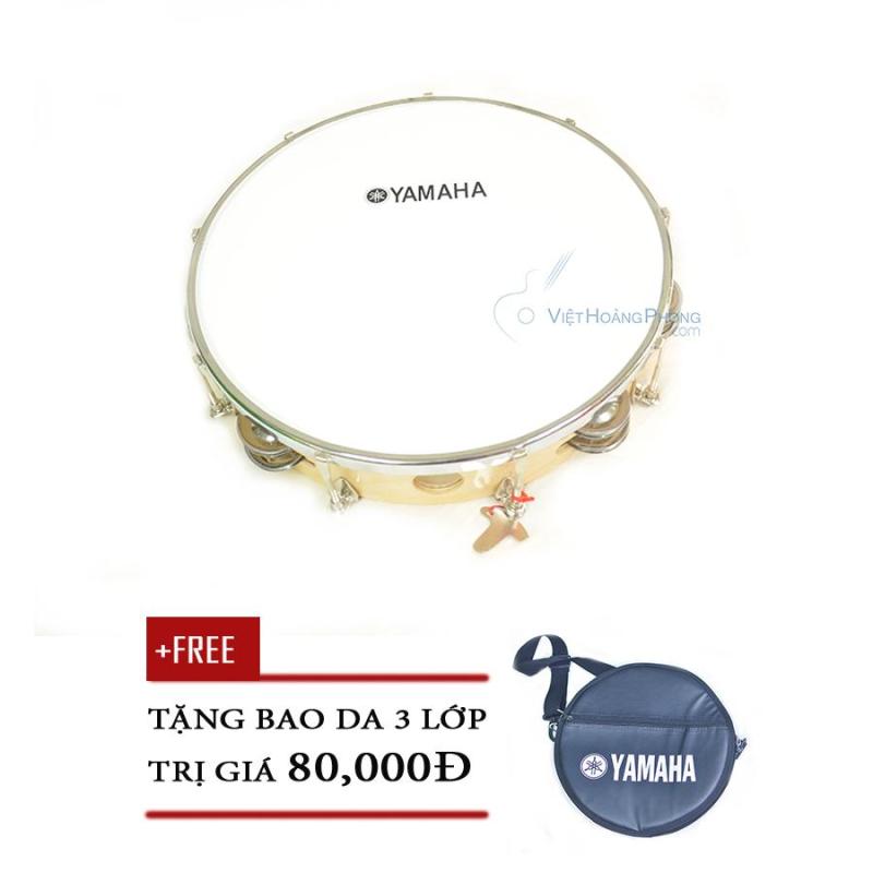 Trống lắc tay - trống gõ bo - Tambourine Yamaha Vành Gỗ + Bao da 3 lớp - Việt Hoàng Phong