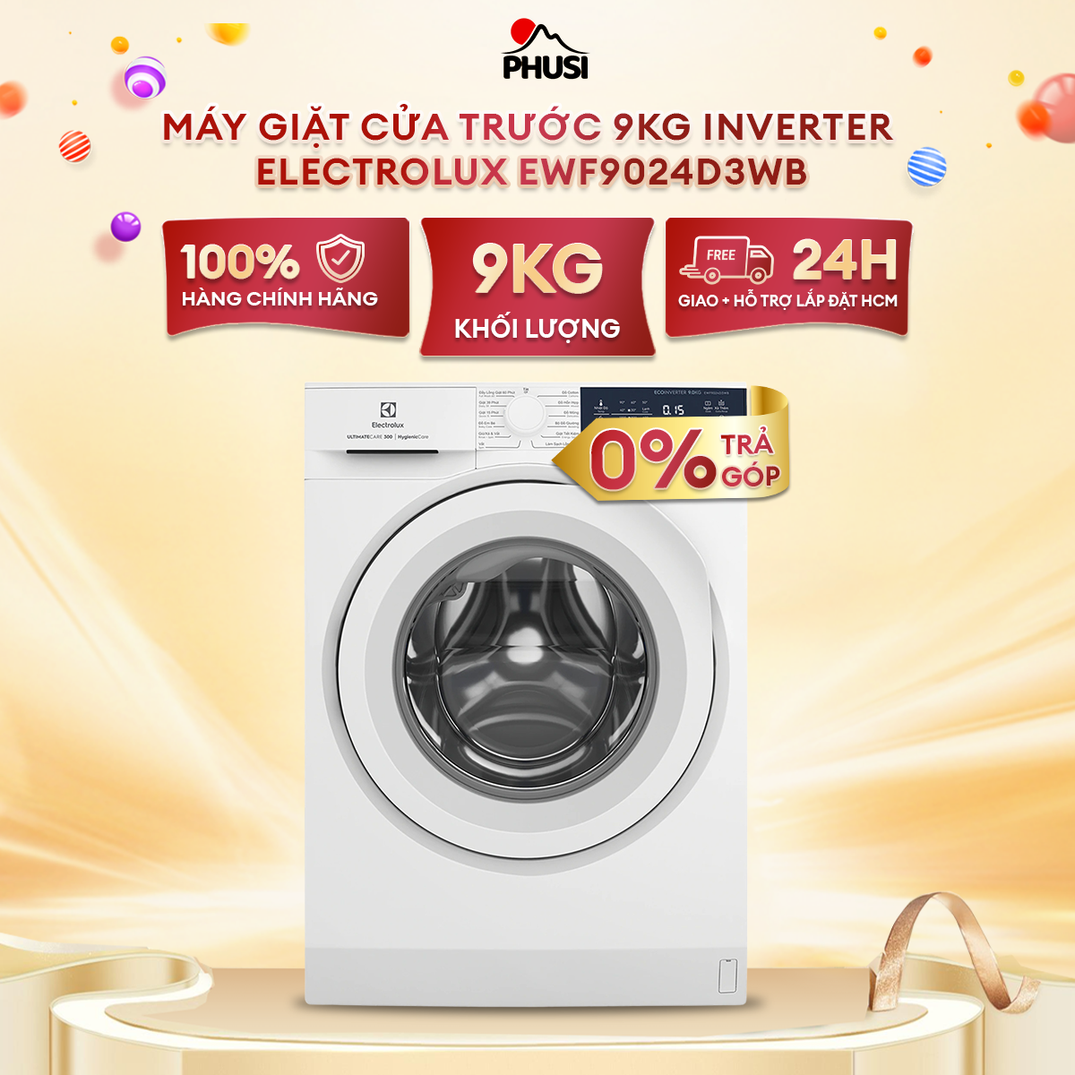 ✅máy giặt cửa trước 9kg inverter electrolux ewf9024d3wb - hàng chính hãng - miễn phí giao lắp