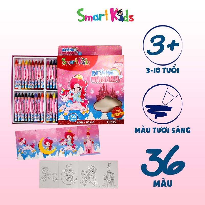 Sáp màu Smartkids Unicorn CR05 (36 màu/hộp)