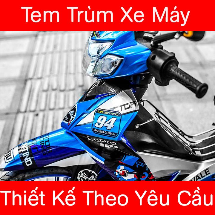 Tem Trùm Xe Sirius xanh trắng