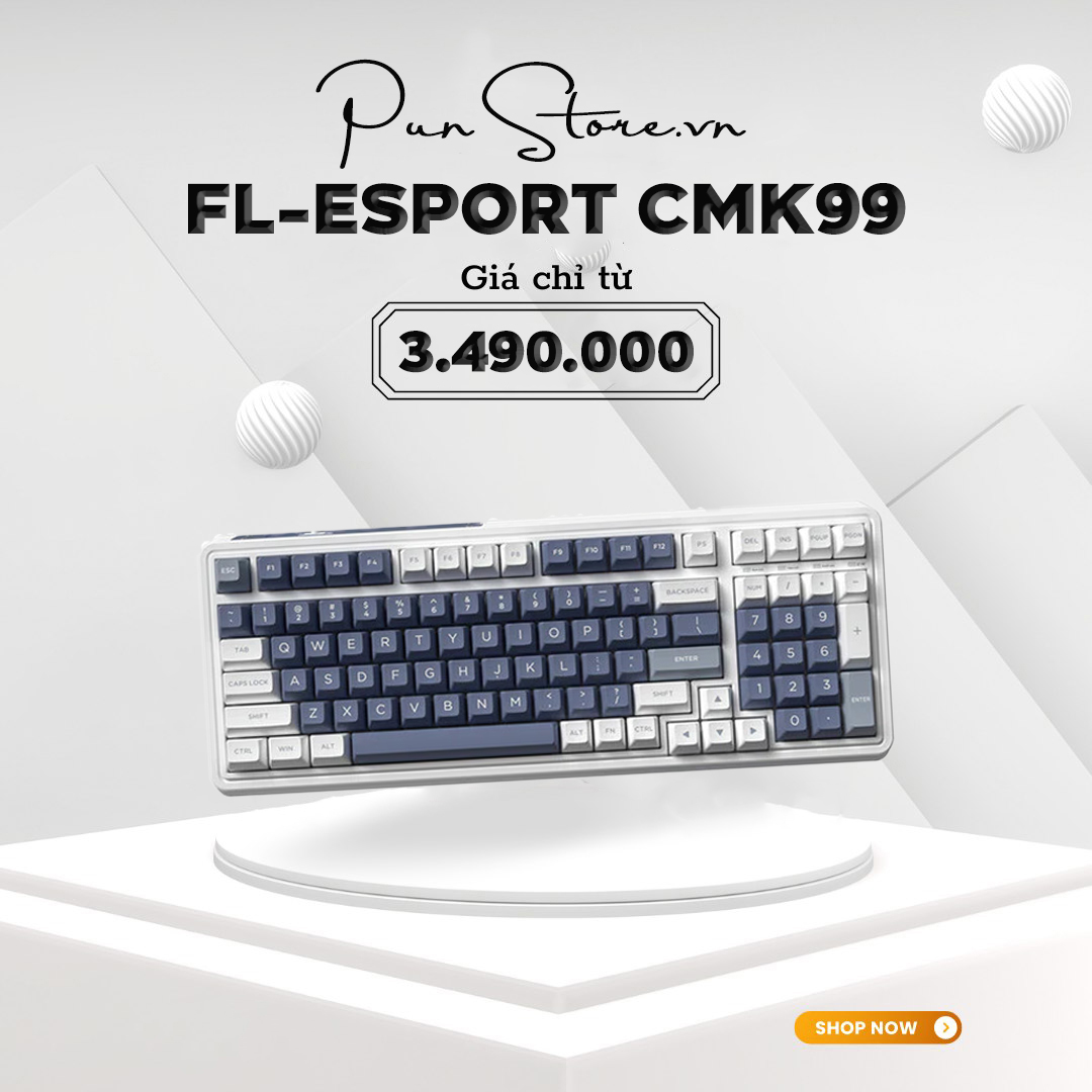 Bàn phím FL-Esport CMK99 3 mode kết nối Bluetooth/Type C/ Usb 2.4Ghz, led RGB Hotswap