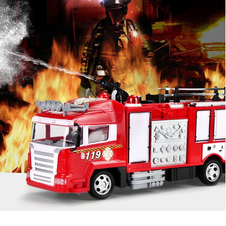 Ô tô cứu hỏa điều khiển từ xa xe đồ chơi trẻ em phun được nước thật sử dụng pin sạc 14500 3.7v 500mah