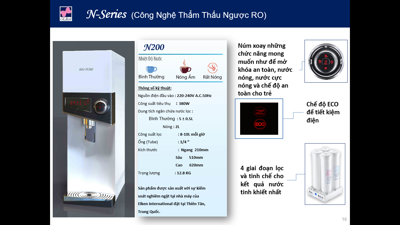 Máy lọc nước Elken Bio Pure N200 (100% chính hãng, ra mắt và bán từ 10/10/2020)