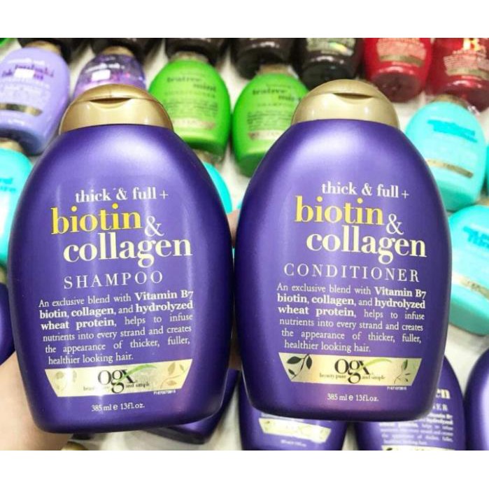 Bộ Dầu Gội Xả Biotin Collagen Ogx 385Ml