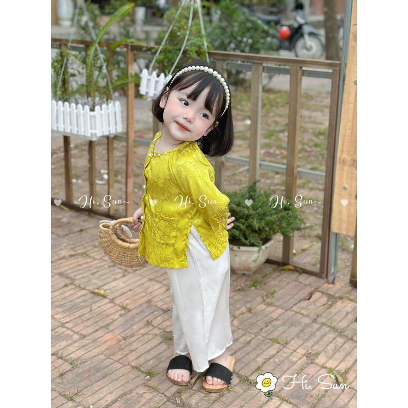Bộ bà ba gấm lụa satin 3 màu cho bé gái