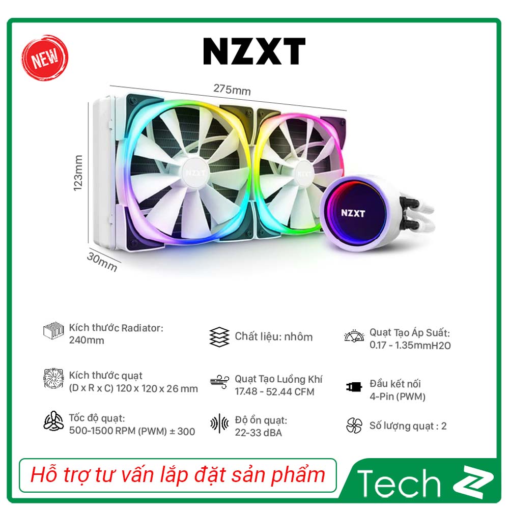[FREESHIP MAX] Tản nhiệt nước CPU NZXT Kraken X53 RGB (Black/White)