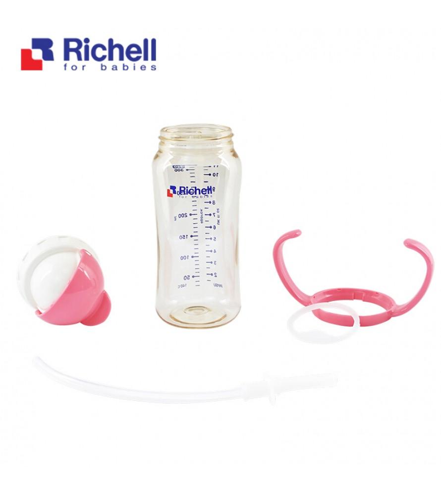 BÌNH ỐNG HÚT PPSU RICHELL (320ML-HỒNG)