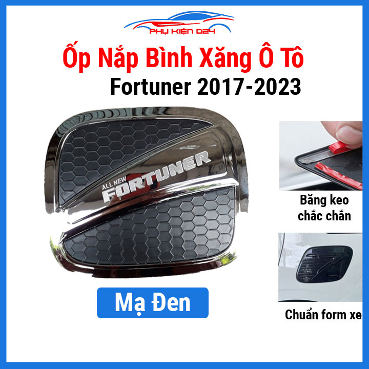 Ốp nắp bình xăng Fortuner 2017 2018 2019 2020 2021 2022 2023 mạ đen , nhựa ABS, trang trí, bảo vệ ô tô