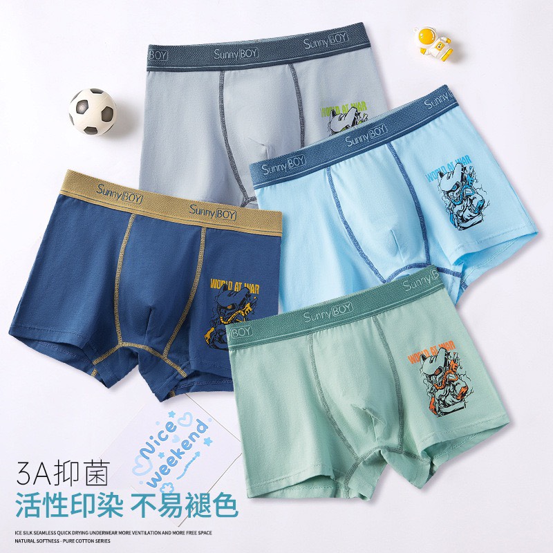 Sét 4 chiếc quần chíp vải cotton thoáng khí,combo 4 quần sịp bé trai co giãn