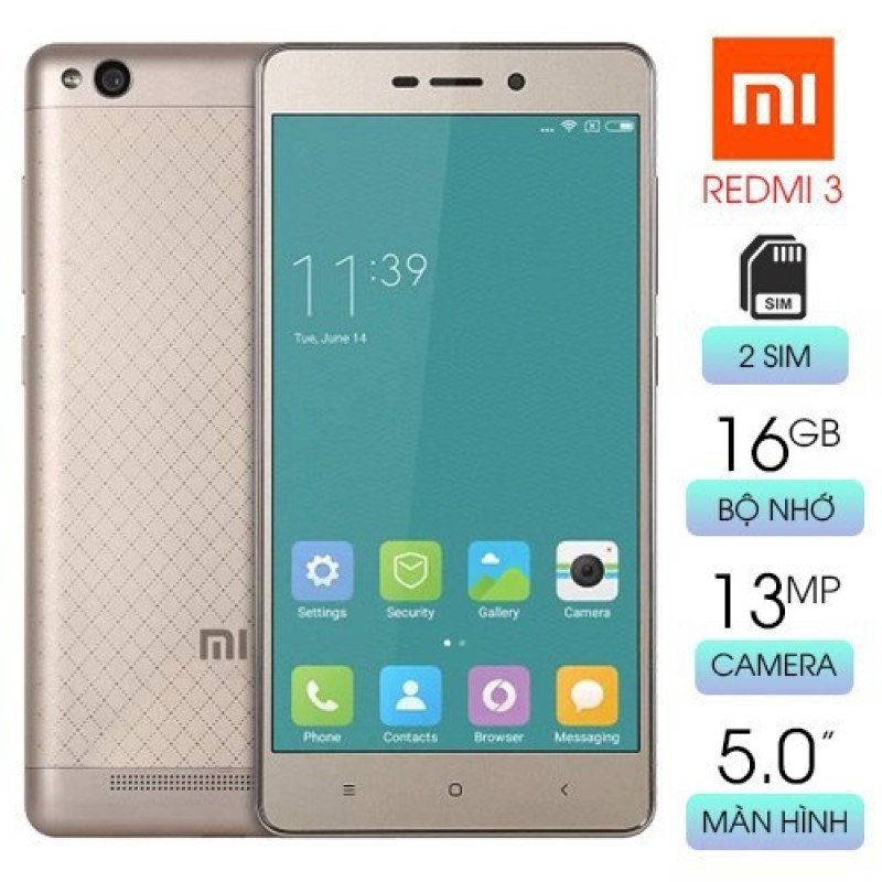 [HCM][Hàng Mới Về] Điện thoại Xiaomi Redmi 3 Ram 2G/16G 2Sim CPU Snapdragon 616 Có Tiếng Việt - Bảo Hành 1 Đổi 1