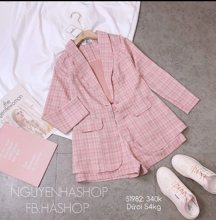 Sét bộ vest đùi 3 mảnh caro-QH