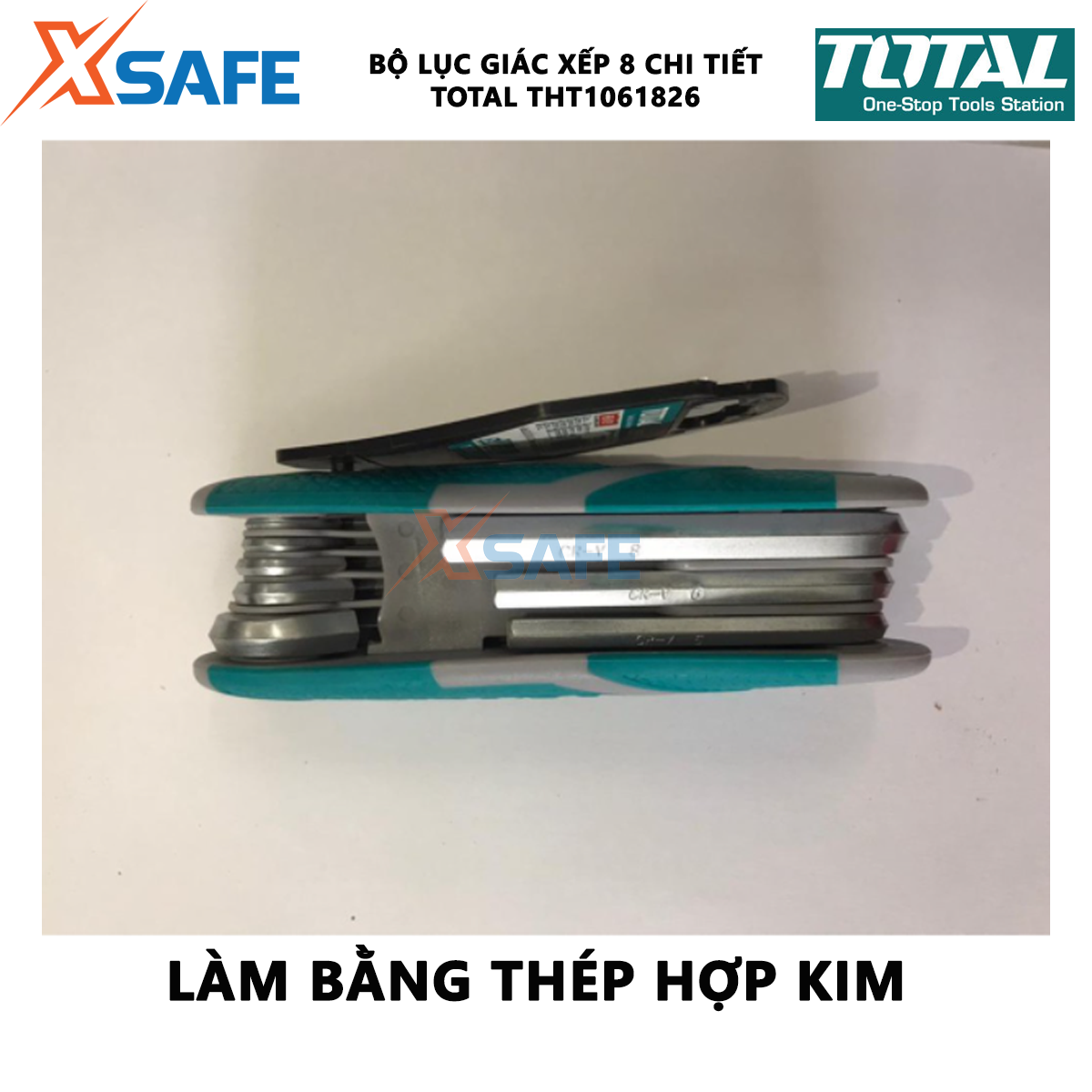 Bộ lục giác xếp 8 chi tiết Total THT1061826 | bộ 8 chìa lục giác đầu tròn kích thước 2-8mm hỗ trợ vặn mở được dễ dàng và tốn ít sức