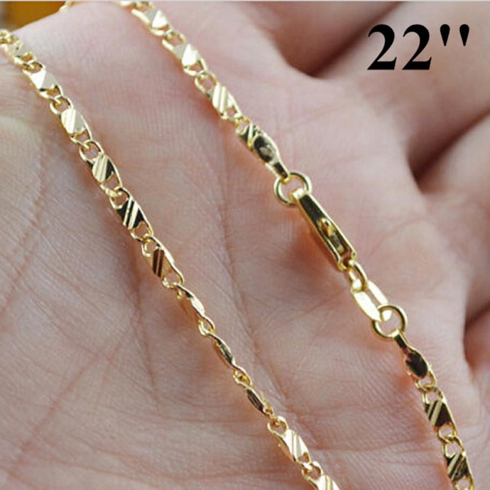 1pc 18K Yellow Gold Filled Chain Necklace Hot Fashion Exquisite 18K Jewelry Gold Filled Golden DIY Chain Necklace 16-30 Inches