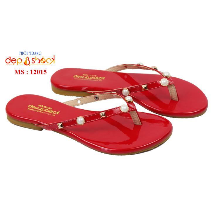 Dép nữ xỏ ngón đính ngọc trai size ngoại cỡ từ size 33 đến 43