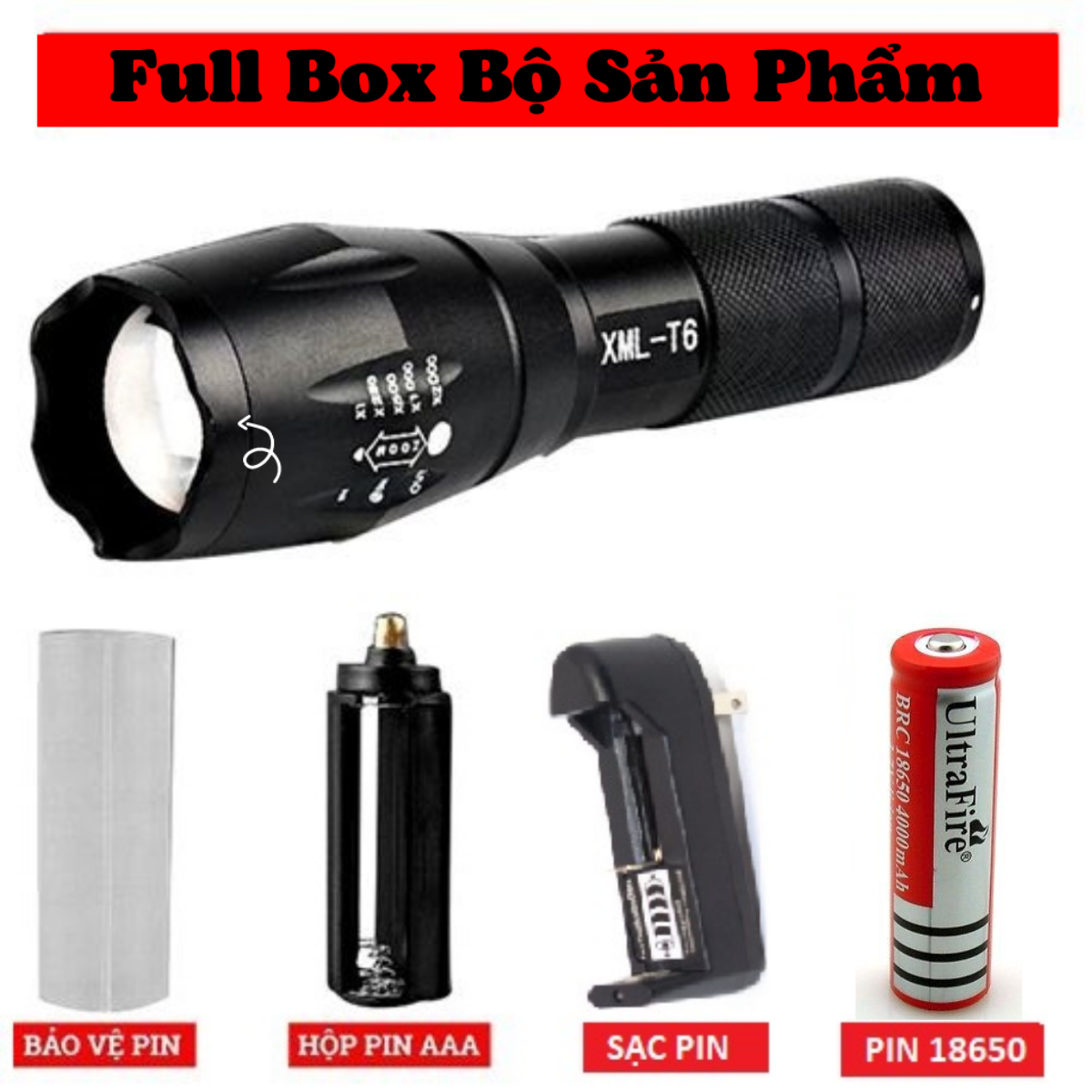 On sale | (type 1) waterproof alloy premium ultra bright T6 flashlight, 5 light portable flashlight