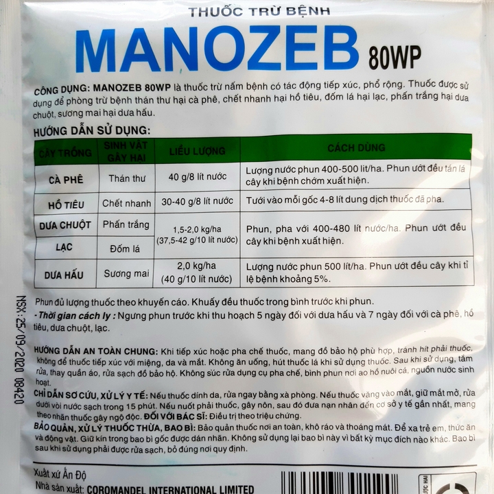 MANCOZEB 80WP BỘT XANH - TRỪ BỆNH THÁN THƯ, ĐỐM LÁ, PHẤN TRẮNG