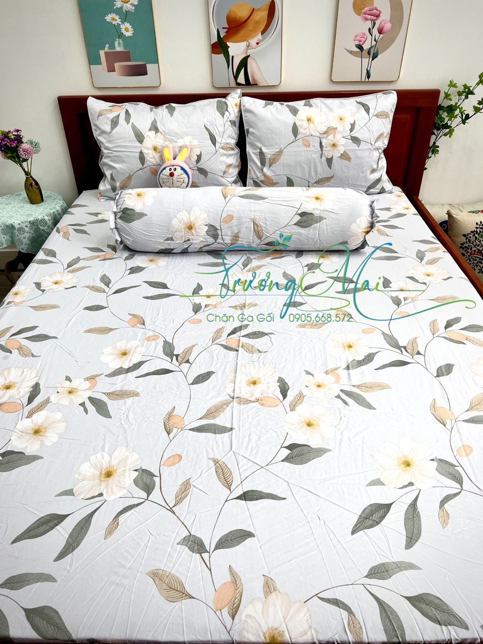 Drap Tencel lụa cao cấp 4 món ( 1 ga bọc chun, 2 áo nằm và 1 áo ôm khóa kéo)