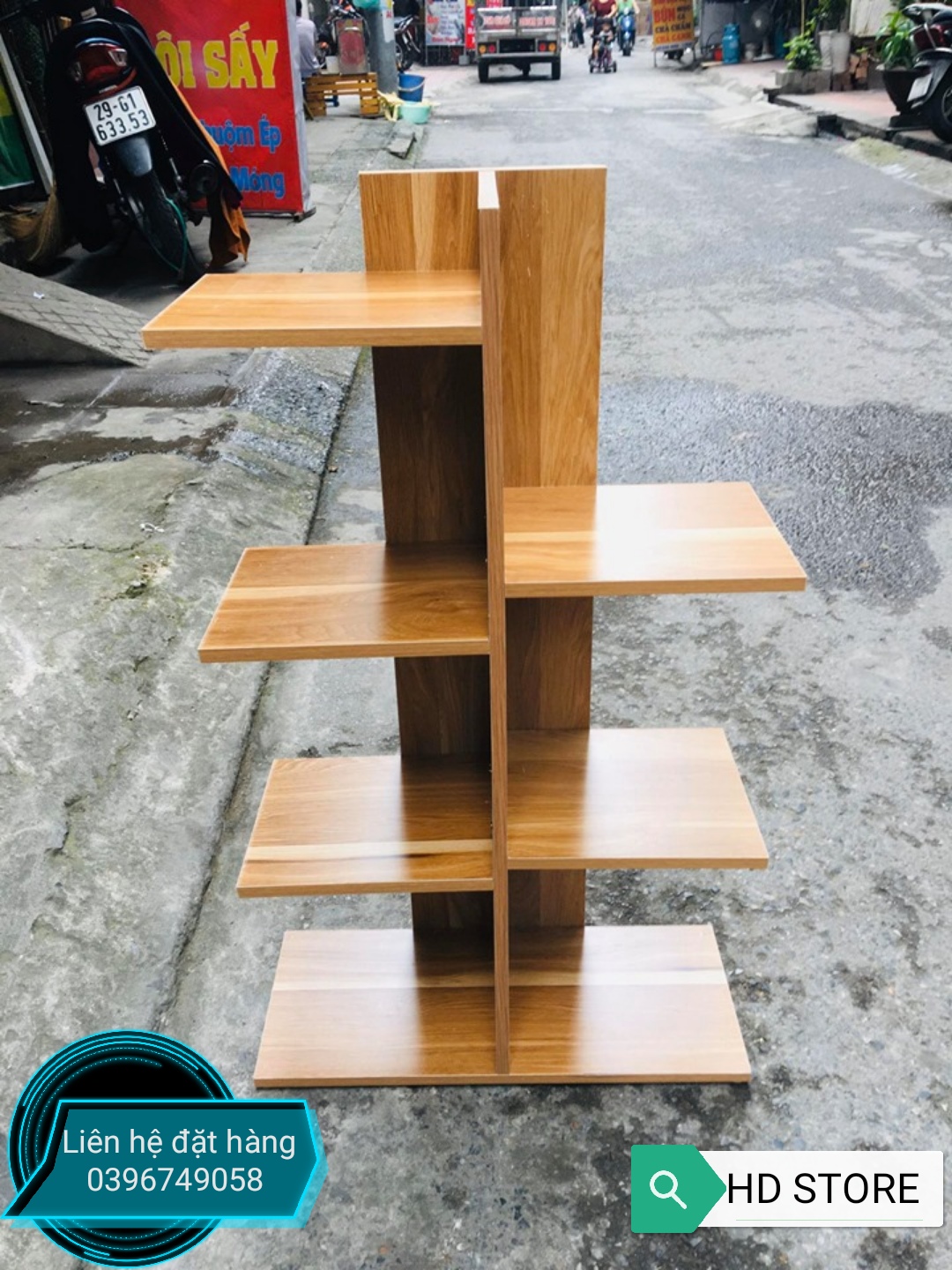 Kệ Sách Vân Gỗ Vuông 5 Tầng - Lắp Ghép