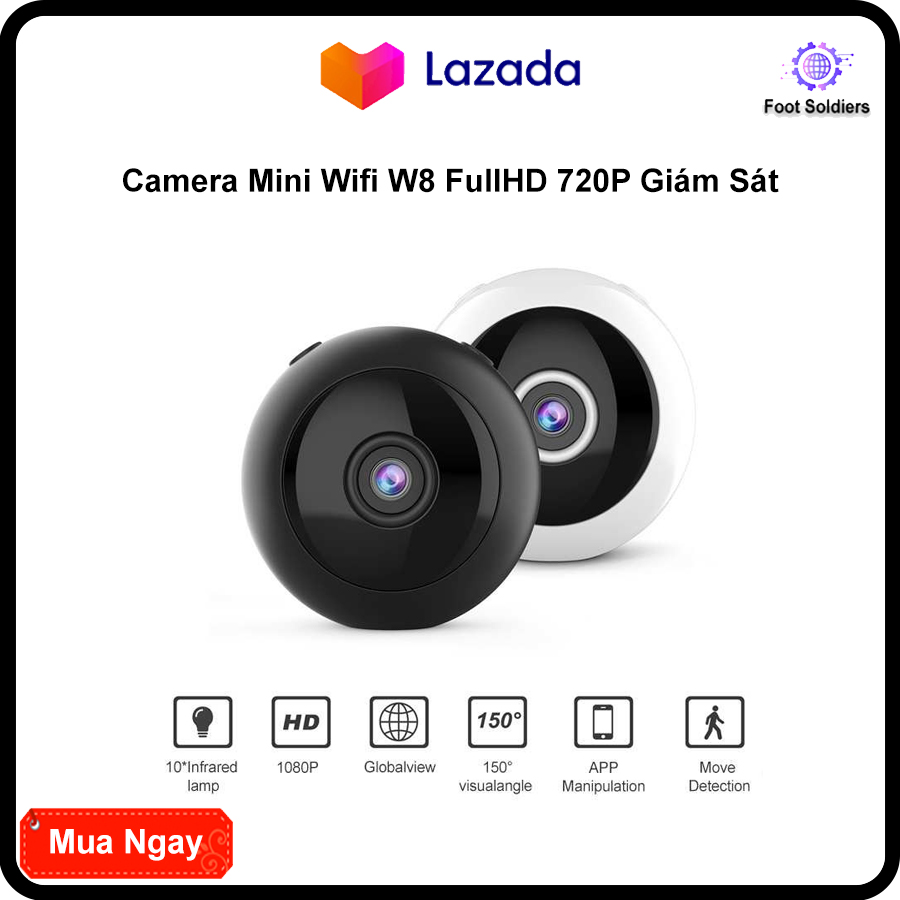 Camera Mini Wifi - Camera Siêu Nhỏ W8 FullHD 720P Giám Sát Hồng Ngoại Quay Ban Đêm Siêu Nhỏ Không Dây - App Vi365- LinDu Shop