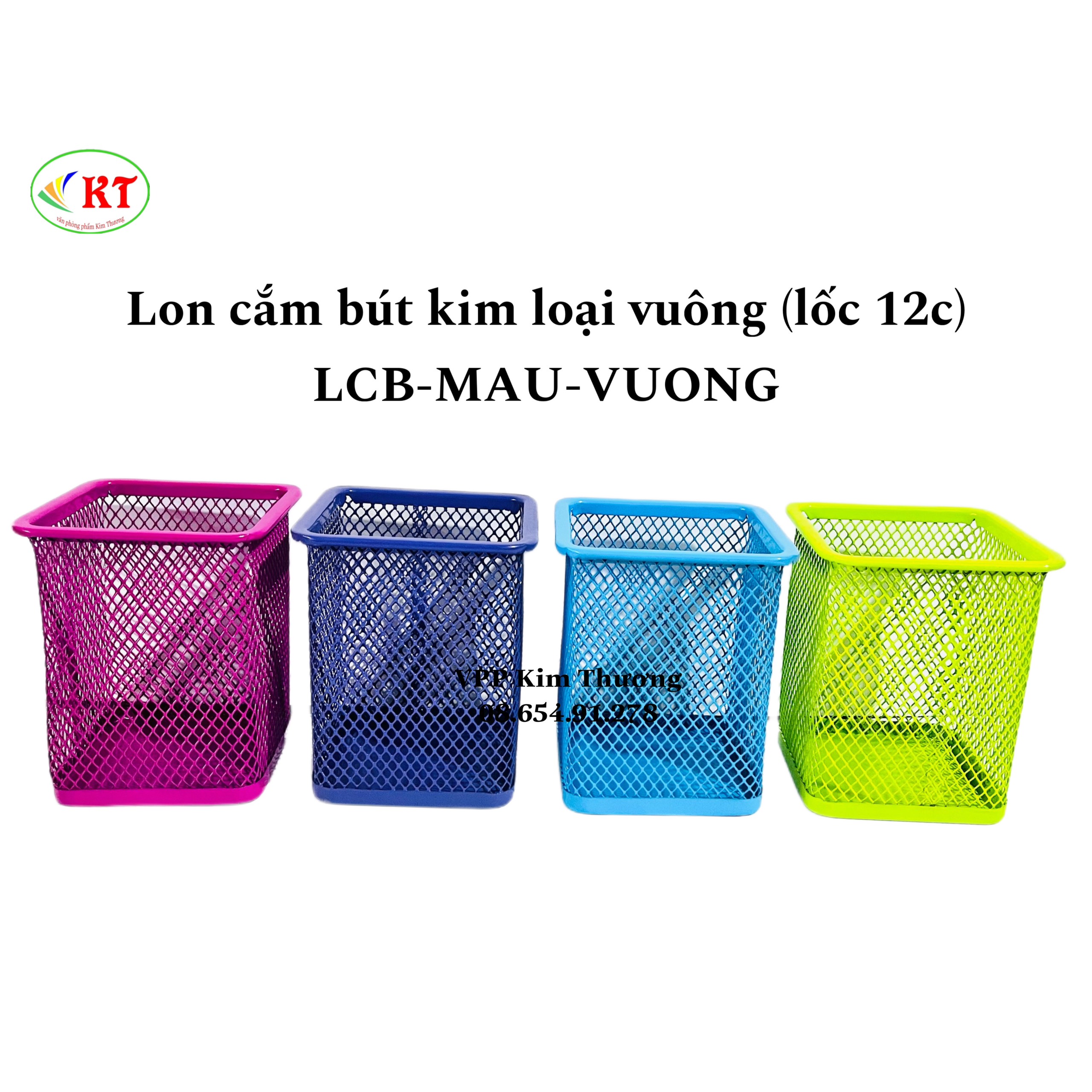 Ly cắm bút sắt - kim loại vuông tròn nhiều màu
