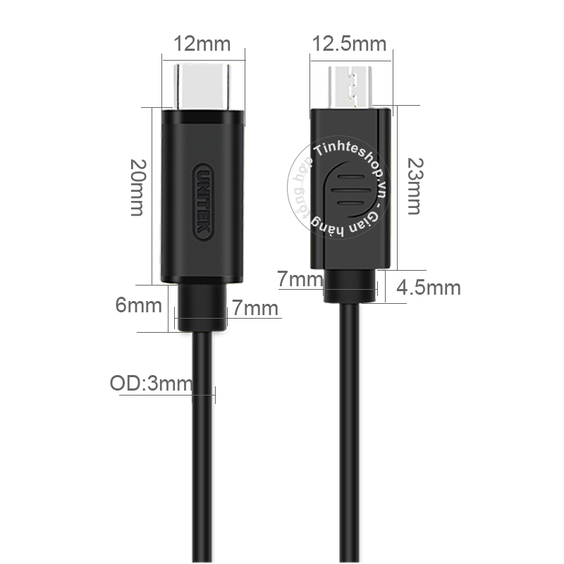 Cáp USB-C sang Micro USB 1 mét Unitek Y-C473BK