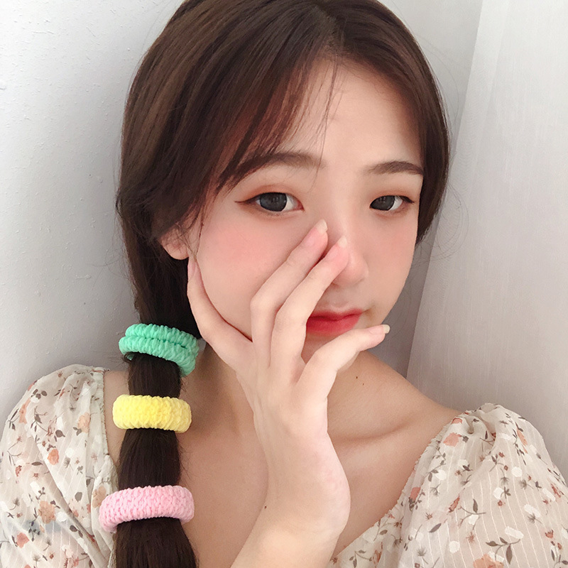 Cột tóc thun mềm màu dạ quang - Set 05 thun
