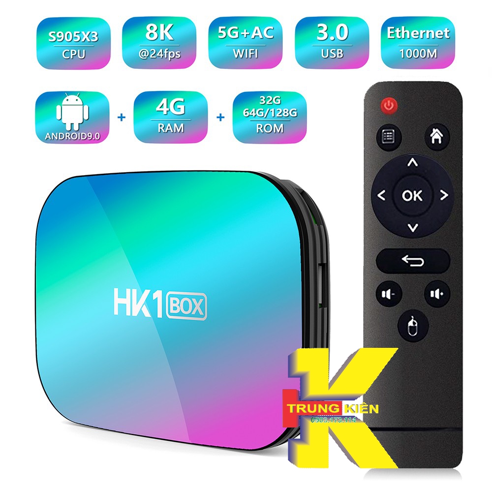 ANDROID HK1BOX ANDROID 9.0, 8K AMLOGIC S905X3 RAM 4GB/32G
