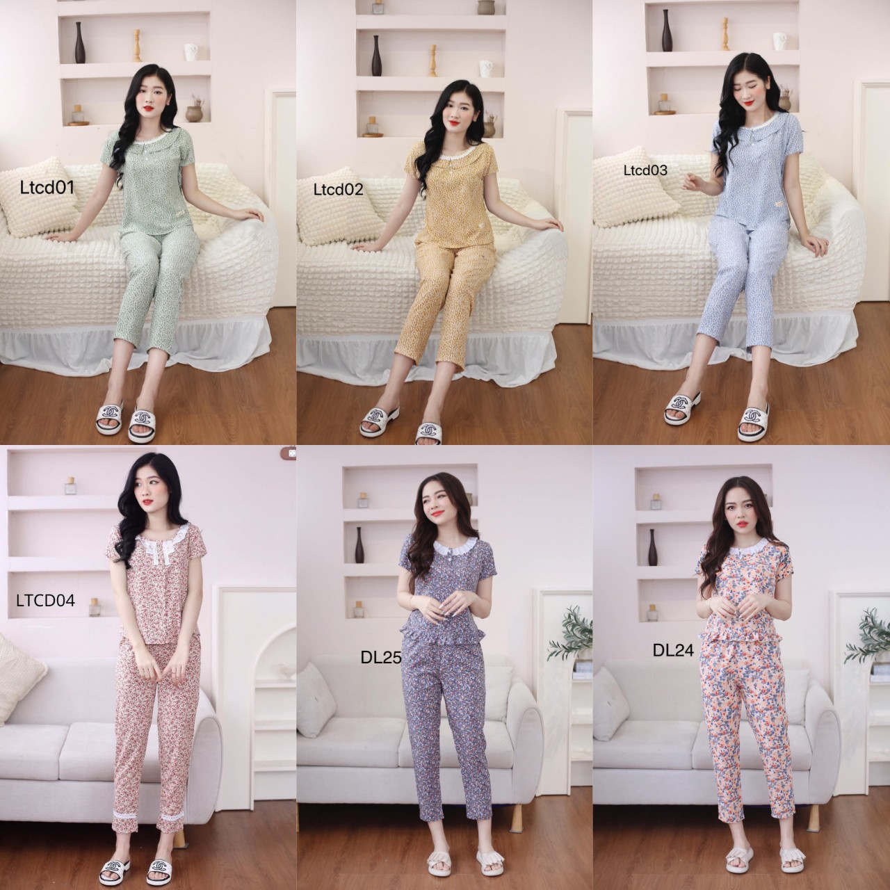 Quần áo nữ mặc nhà bộ dài chất lụa thái mềm mát