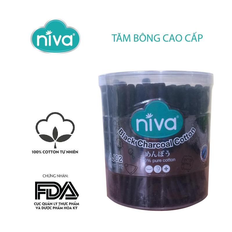 Tăm Bông Ngoáy Tai Người Lớn 200 que giấy đen AJC2 - Có thành phần THAN HOẠT TÍNH KHÁNG KHUẨN giá rẻ