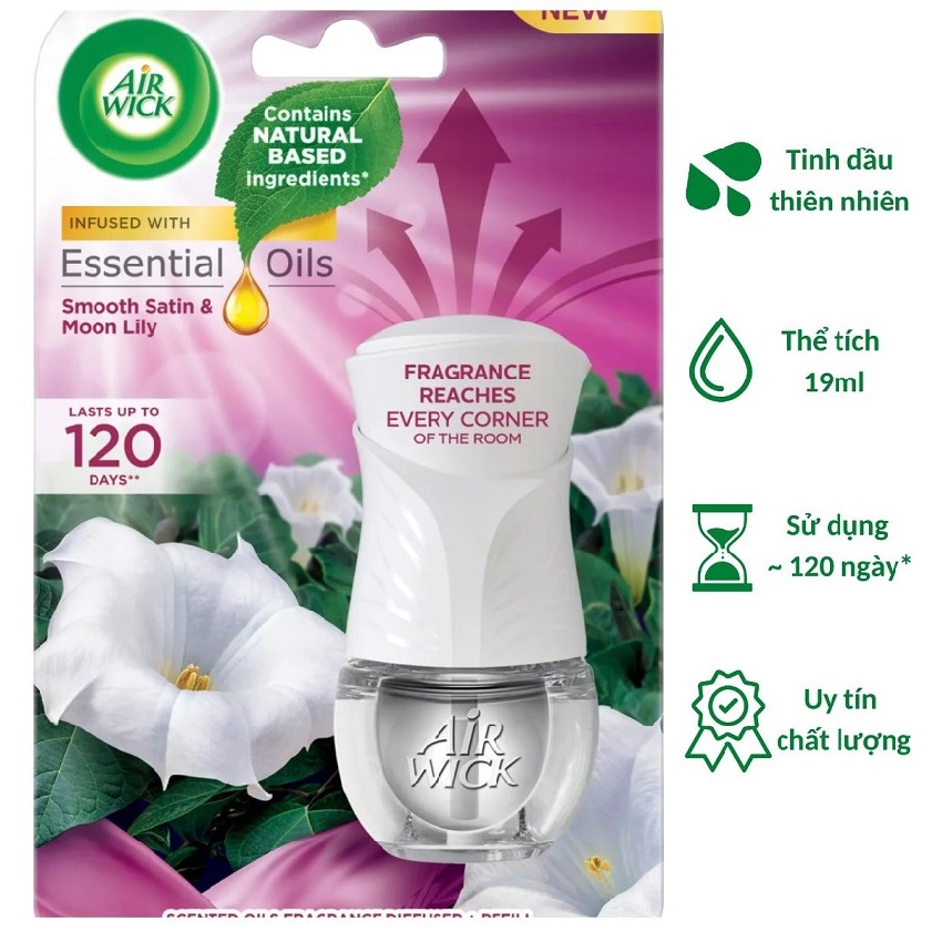 [HCM] essential oil set power plug Airwick AWI2472 Smooth Satin & Moon Lily 19ML (perfume flower cup), use 220V power, making scented soap