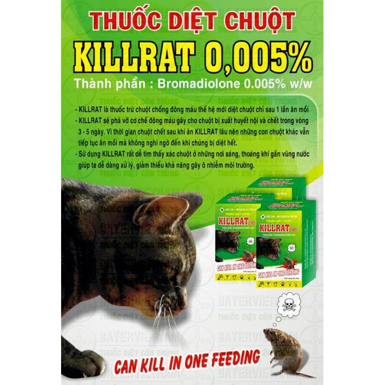 Thuốc diệt chuột KILLRAT 40gr/gói ( 2 gói/hộp ) Bả diệt chuột an ...