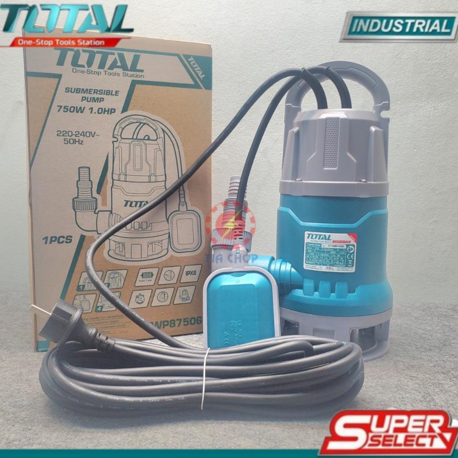 Máy bơm chìm nước thải 750w 1hp total twp87506 đường kính ống hút 1 inch - bơm tỏm thả - mẫu 2021