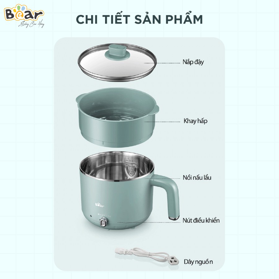 Nồi lẩu hấp đa năng Bear DRG-D12M5 - Bản QT