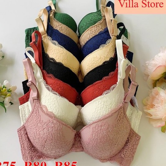 Áo lót nữ ren mút dày, Áo ngực Lovely ren mút dày siêu nâng cài 3 mã L1211