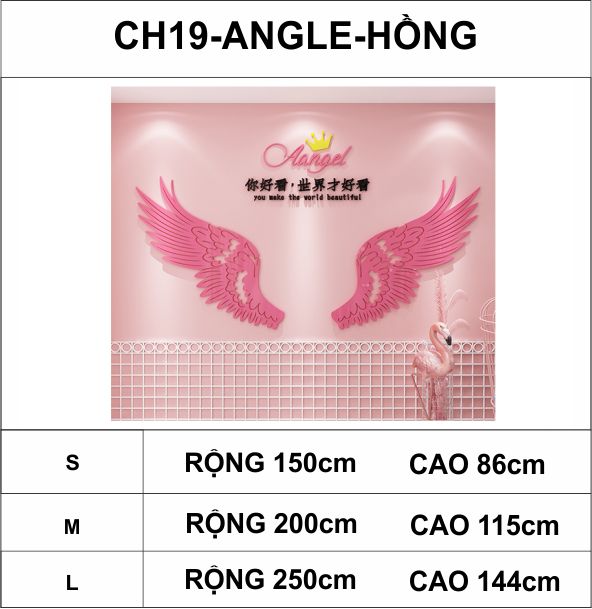 Tranh mica EPeBen dán tường nổi 3d hình đôi cánh thiên thần decor trang trí nhà, cửa hàng, shop thời trang