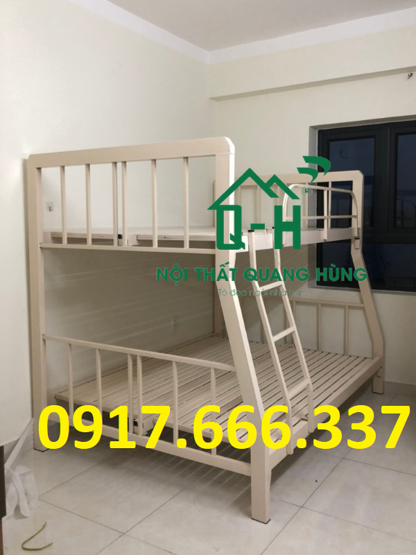 Giường tầng hộp sắt 4x8 2 tầng lệch 1m4x1m6 giá rẻ