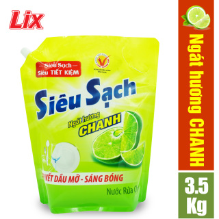 Túi Nước Rửa Chén Lix 3.5Kg Siêu Sạch Hương Chanh - Sạch Bóng Vết Dầu Mỡ thumbnail