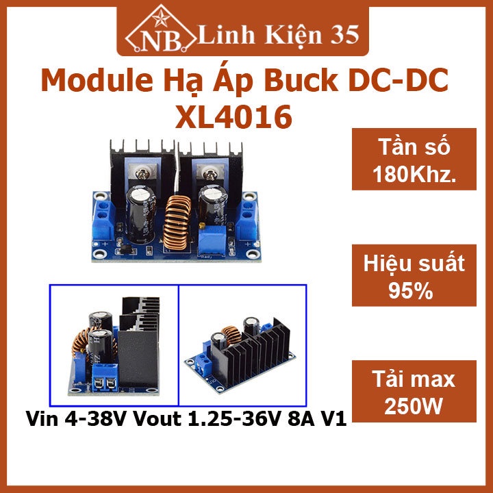 Module hạ áp buck dc to dc xl4016 vin 4-38v vout 1.25-36v