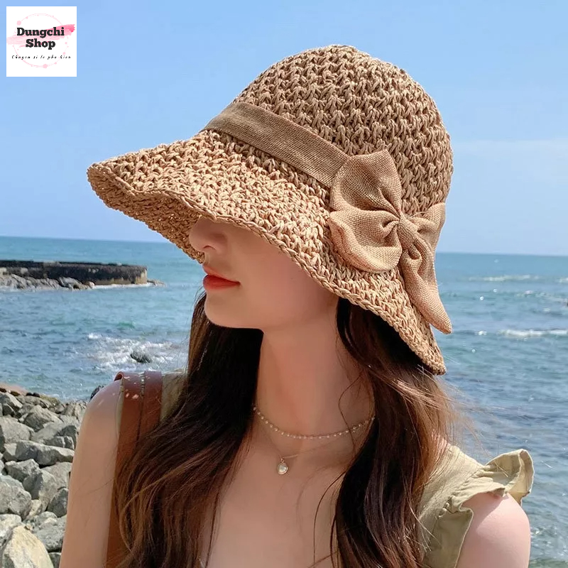 Nón cói móc tay nơ to tiểu thư