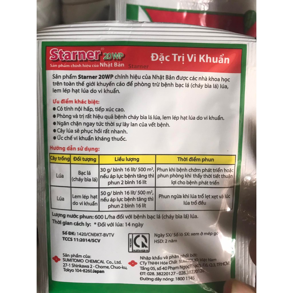 3 gói thuuốc trrị thối ( 10gr) do vi khuẩn Staner 20WP