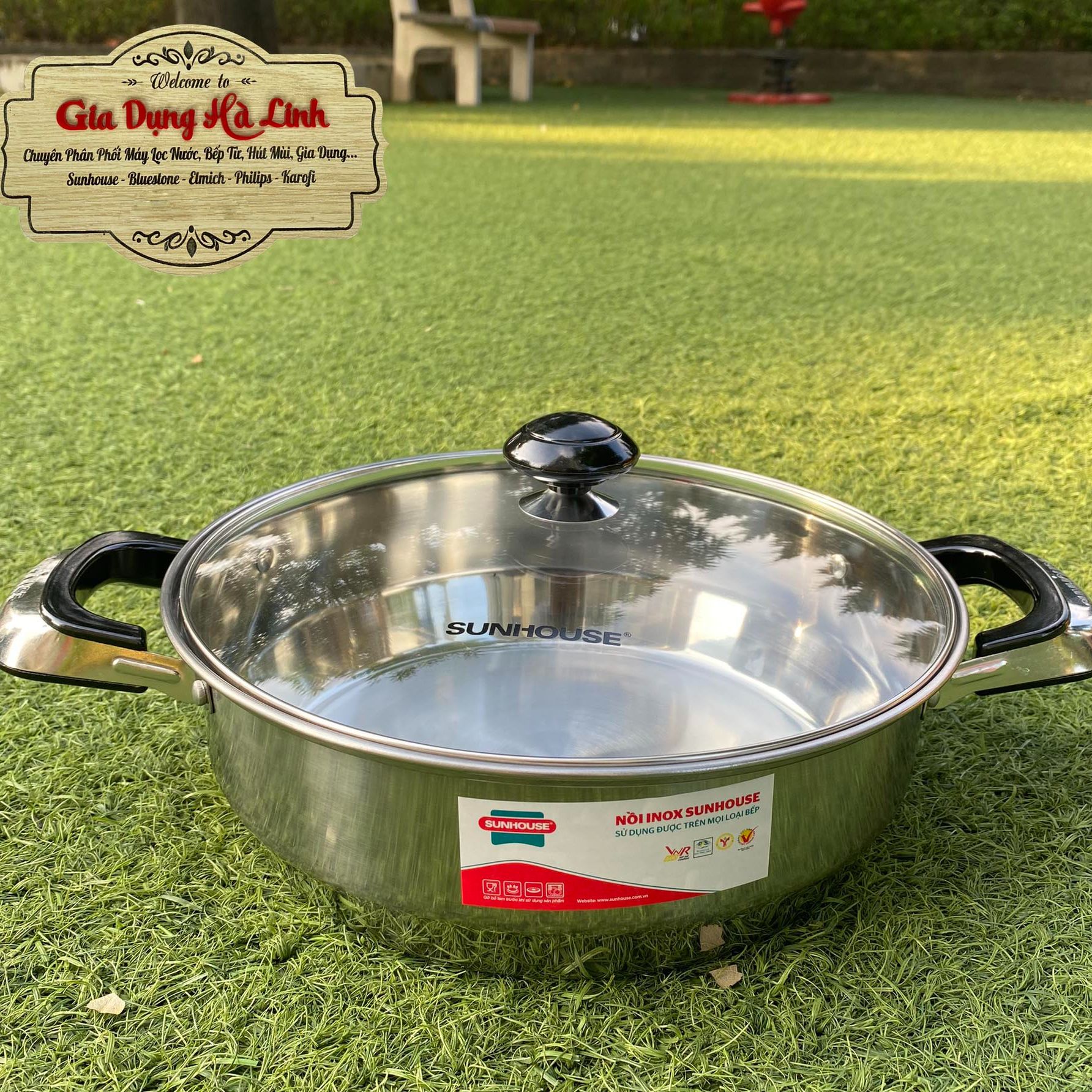 Nồi lẩu inox 1 đáy Sunhouse SHL26 - Nồi lẩu Sunhouse - Nồi lẩu dùng bếp từ, bếp hồng ngoại, kích thước 26cm